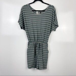 Gilli Striped Green Drawstring Waist Women’s Shorts Romper - Small